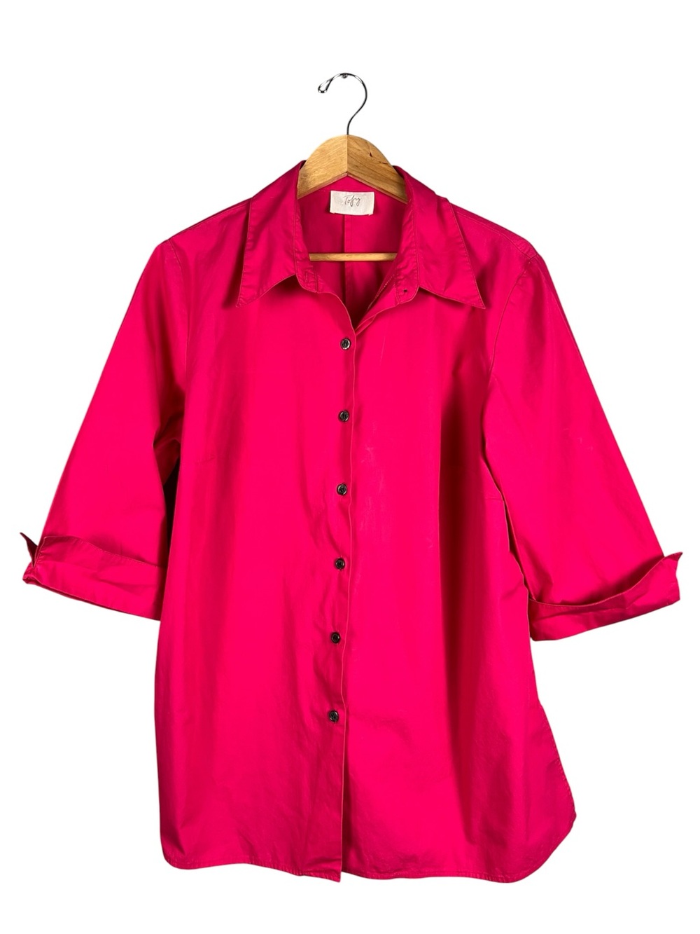 Solid Hot Pink Button Blouse Size 2X